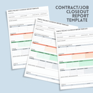 Contract/Job Closeout Report Template