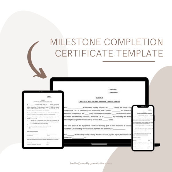 Milestone completion certificate template