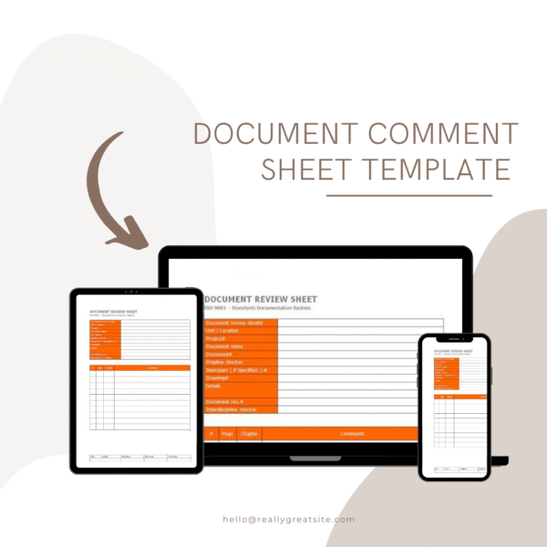 Document comment sheet template